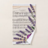 Vintage Music and Lavender Pansies Floral バスタオルセット (ハンドタオル)