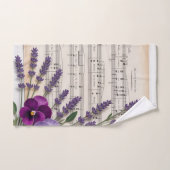 Vintage Music and Lavender Pansies Floral バスタオルセット (ハンドタオル)