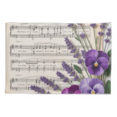 Vintage Music and Lavender Pansies Floral 枕カバー (裏面)
