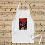 Vintage Music, Art Deco Musical Jazz Band Jamming スタンダードエプロン<br><div class="desc">Vintage illustration art deco design featuring a musical image with a band of musicians performing trombones,  drums,  saxophone and other instruments while the lead singer is holding a microphone.</div>
