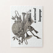 Vintage Music Lovers Etching Musical Instruments ジグソーパズル (縦)