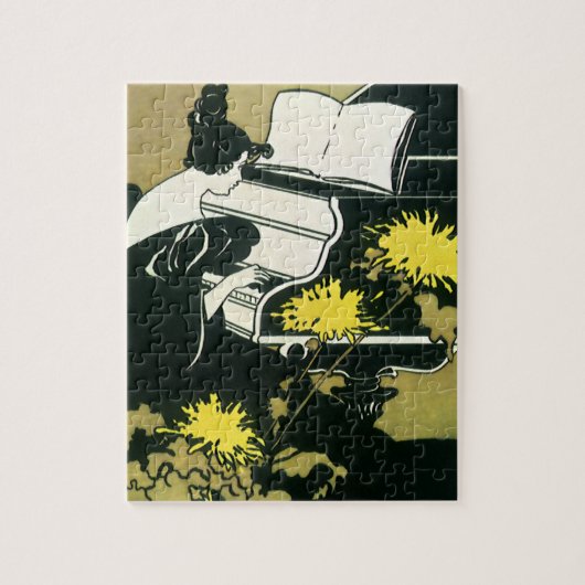 Vintage Music, Miss Traumerei Playing Piano, Reed ジグソーパズル (縦)