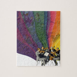 Vintage Music Rainbow, Victorian Couple Dancing ジグソーパズル