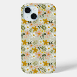 Vintage Muted Floral Botanical Seamless Pattern iPhone 15ケース