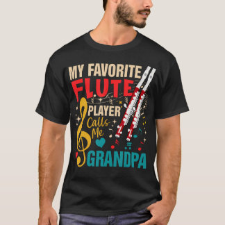 Vintage My Favorite Flute Player Calls Me Grandpa  Tシャツ