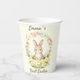Vintage My First Easter Bunny Floral Wreath 紙コップ