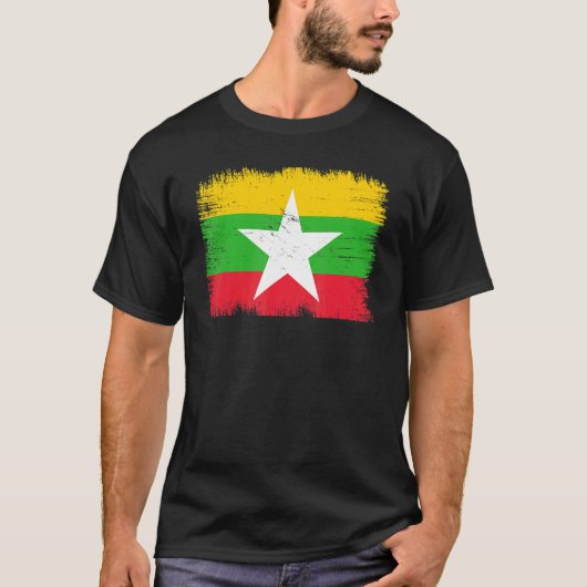 Vintage Myanmar Flag Burmese Independence Day Tシャツ (正面)