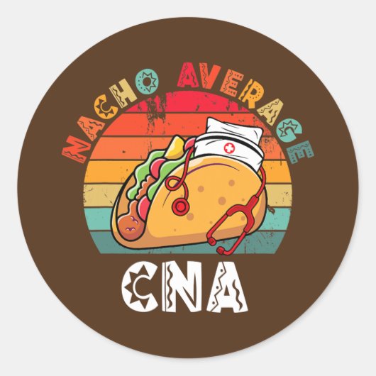 Vintage Nacho Average CNA Taco Stethoscope Cinco ラウンドシール (正面)