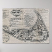 Vintage Nantucket Map ポスター (正面)