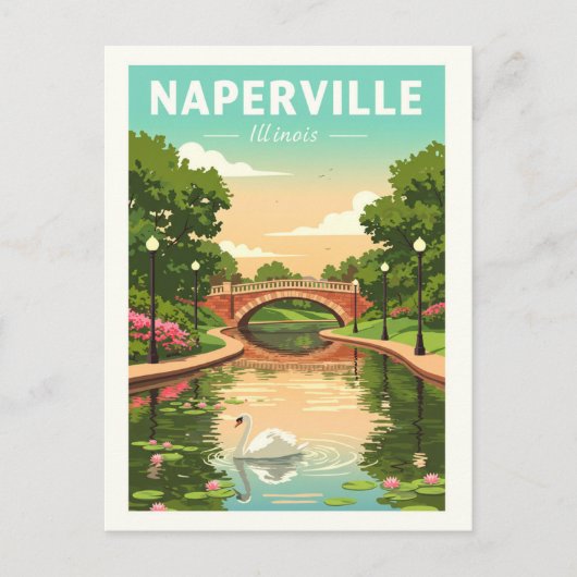 Vintage Naperville Illinois ポストカード (正面)