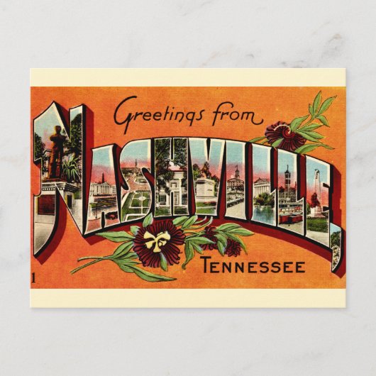 Vintage Nashville Greeting Orange Postcard ポストカード (正面)