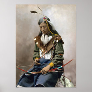 Vintage Native American Chief Bone Necklace Oglala ポスター