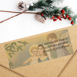 Vintage Nativity Mary Jesus Angels Label ラベル