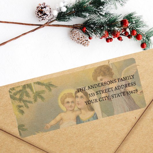 Vintage Nativity Mary Jesus Angels Label ラベル