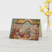 Vintage Nativity Scene Christmas Greeting Card カード (黄色い花)