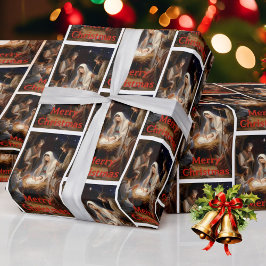 Vintage Nativity Scene Merry Christmas Baby Jesus ラッピングペーパー