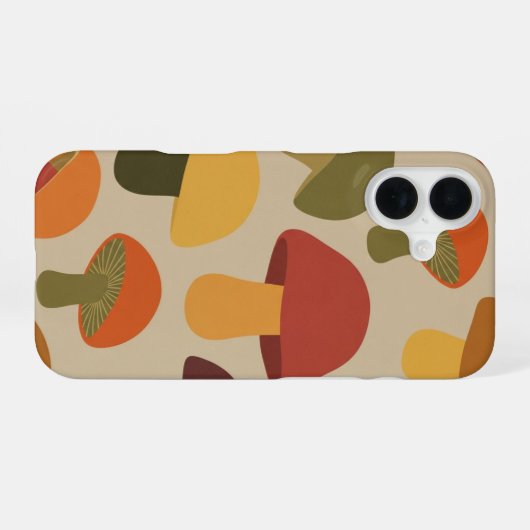 Vintage Natural Mushroom Pattern iPhone 16ケース (裏面横)