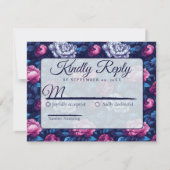 Vintage Nature Rustic Peonies Wedding 出欠カード (正面)