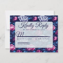 Vintage Nature Rustic Peonies Wedding  出欠カード