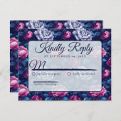 Vintage Nature Rustic Peonies Wedding  出欠カード (正面/裏面)