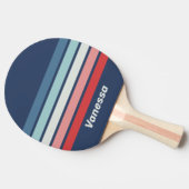 Vintage Nautical Blue Across Striping with Name 卓球ラケット (横)