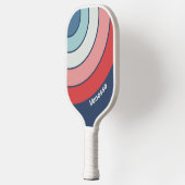 Vintage Nautical Blue Circle Stripe with Name ピックルボールラケット (左)