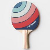 Vintage Nautical Blue Circle Stripe with Name 卓球ラケット (裏面)