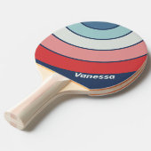 Vintage Nautical Blue Circle Stripe with Name 卓球ラケット (正面アングル)