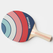 Vintage Nautical Blue Circle Stripe with Name 卓球ラケット (横)