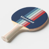 Vintage Nautical Blue Pin Striped with Name 卓球ラケット (正面アングル)