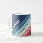 Vintage Nautical Blue Stripes with Name コーヒーマグカップ (正面左)