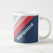 Vintage Nautical Blue Stripes with Name ジャンボコーヒーマグカップ (右)