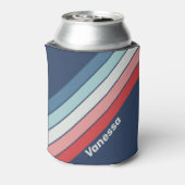 Vintage Nautical Blue Stripes with Name 缶クーラー (缶裏面)