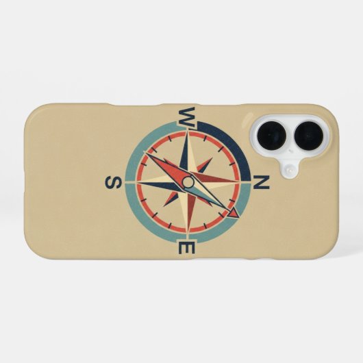 Vintage Nautical Compass iPhone 16ケース (裏面横)