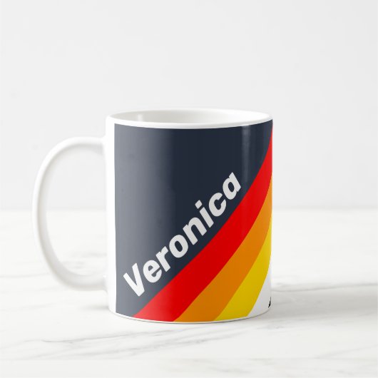 Vintage Nautical Harbor Stripes with Name コーヒーマグカップ (左)