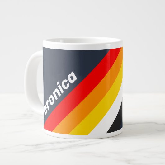 Vintage Nautical Harbor Stripes with Name ジャンボコーヒーマグカップ (正面左)