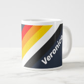 Vintage Nautical Harbor Stripes with Name ジャンボコーヒーマグカップ (正面右)