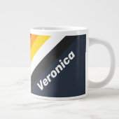 Vintage Nautical Harbor Stripes with Name ジャンボコーヒーマグカップ (右)