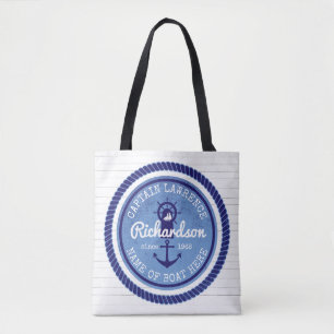 Vintage Nautical Rope Anchor大尉の舵輪のボート トートバッグ