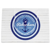 Vintage Nautical Rope Anchor大尉の舵輪のボート ラージペーパーバッグ (正面)