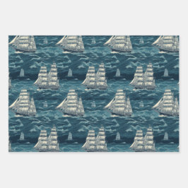 Vintage Nautical Sailing Ship ラッピングペーパーシート
