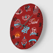 Vintage Nautical Travel Badge Collection ラージ壁時計 (傾斜)