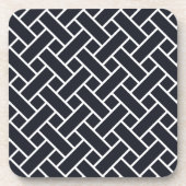 Vintage Navy Blue White Japan Weaving Pattern コースター (正面)