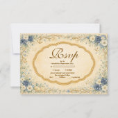 Vintage Navy Coastal Quinceañera 出欠カード (正面)