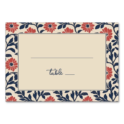 Vintage Navy Floral テーブルナンバー (正面)