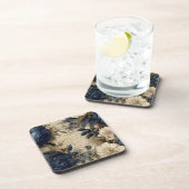Vintage Navy & Ivory Flowers Wedding Coaster コースター (右側)