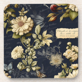 Vintage Navy & Ivory Rose Wedding Coaster, Elegant コースター