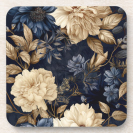 Vintage Navy & Ivory Rose Wedding Coaster, Elegant コースター