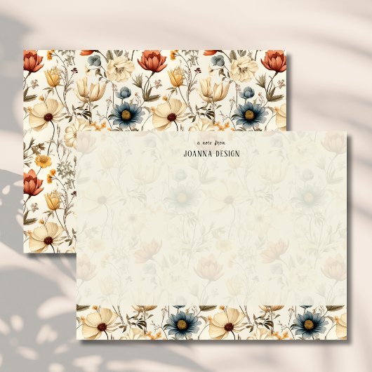 Vintage Navy Terracotta Wildflower Note Card 招待状