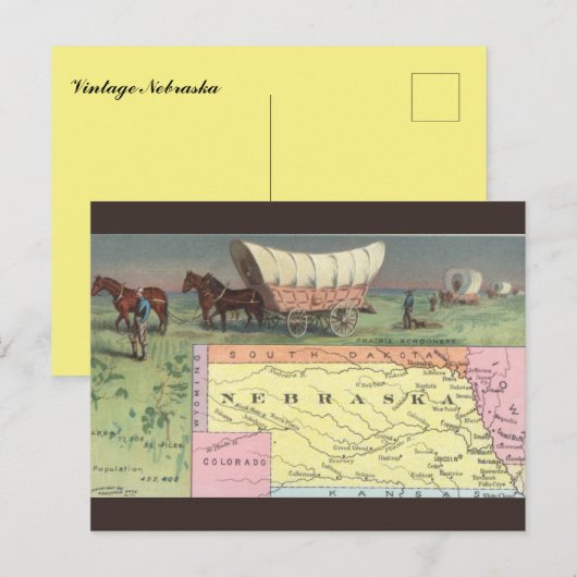 Vintage Nebraska Map ポストカード (正面/裏面)